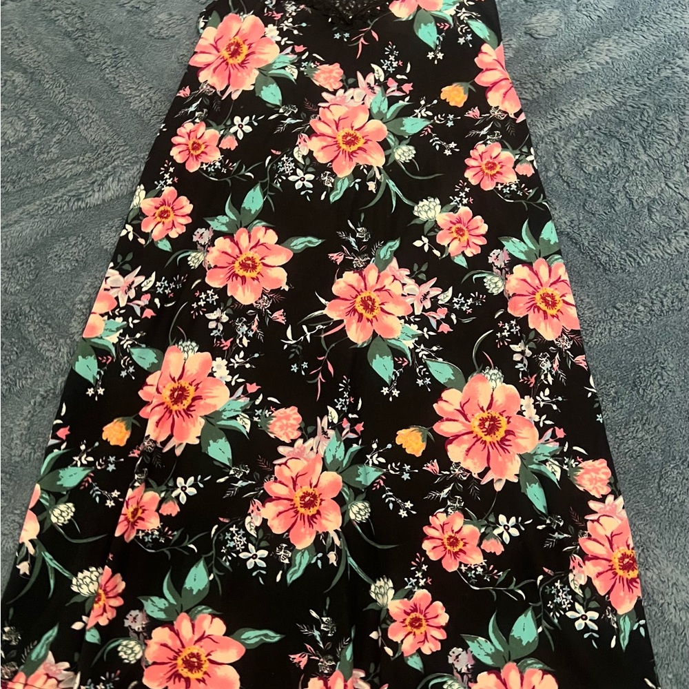 Floral Black Dress - Girls Size 7/8